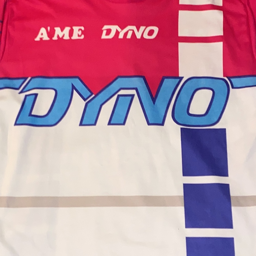 Classic original 80s Dyno Bicycles Factory Jersey. Size Adult L.see measurements